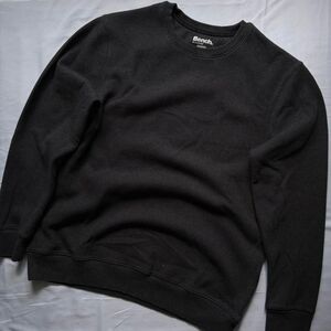 bench | size m — charcoal grey waffle knit crewneck sweatshirt.